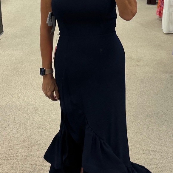 Betsy & Adam Navy Ruffle Maxi Dress - Picture 15 of 15